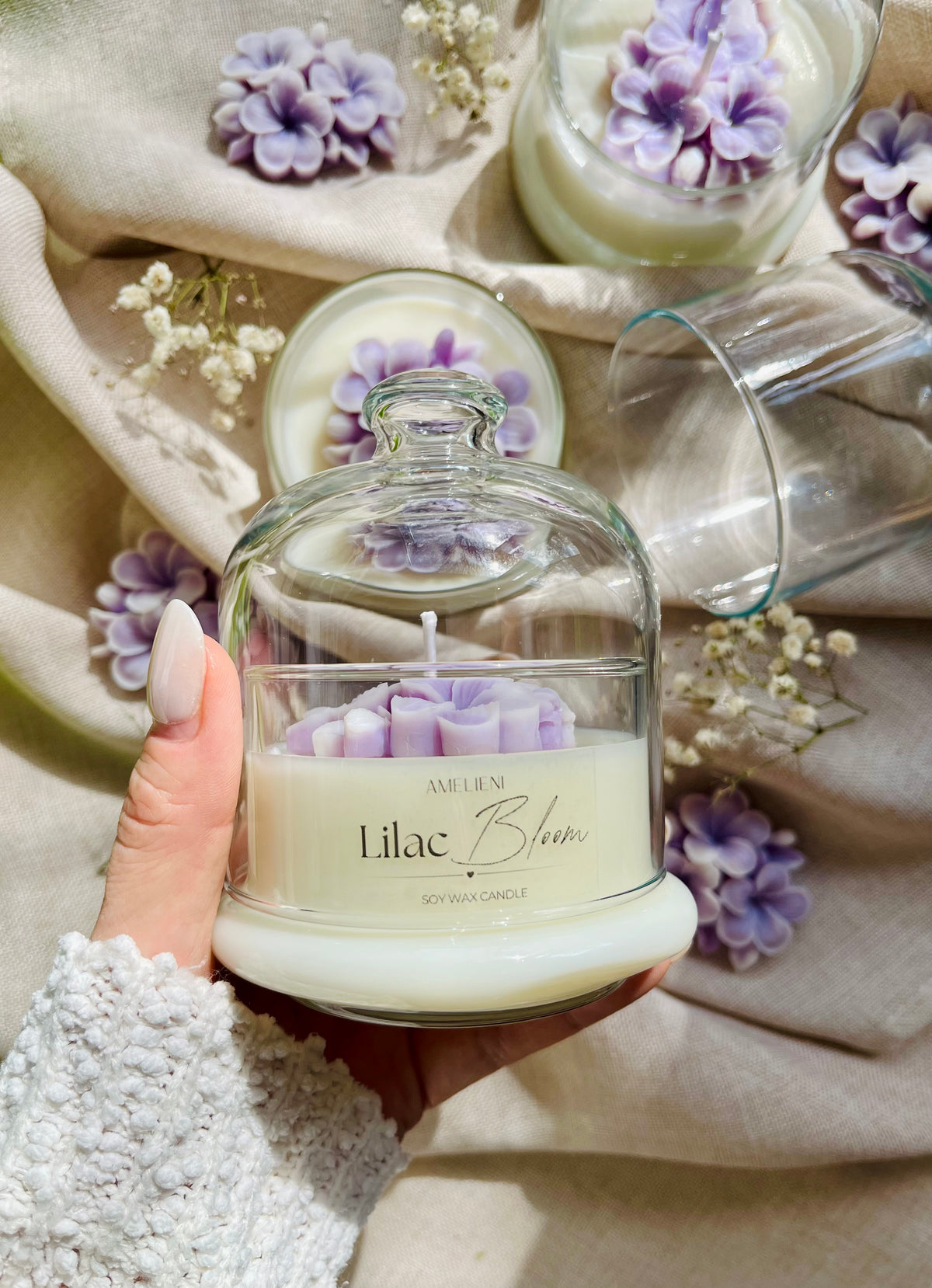 Lilac Bloom – Kerzenglas mit Glasglocke