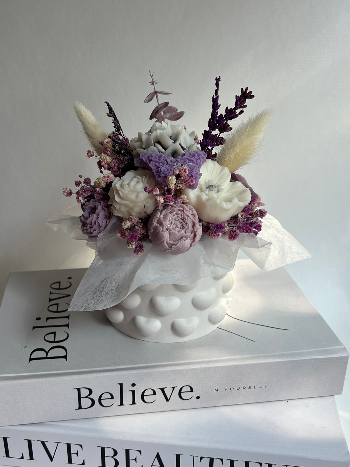 Lavender Blush Bouquet-handgegossen mit Rapswachs