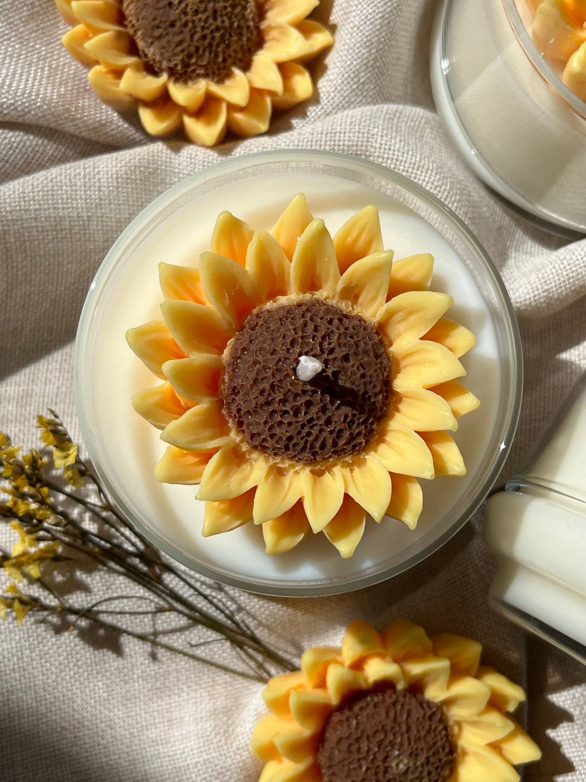 SUN Flower Kerzenglas mit Glasglocke | handgegossen
