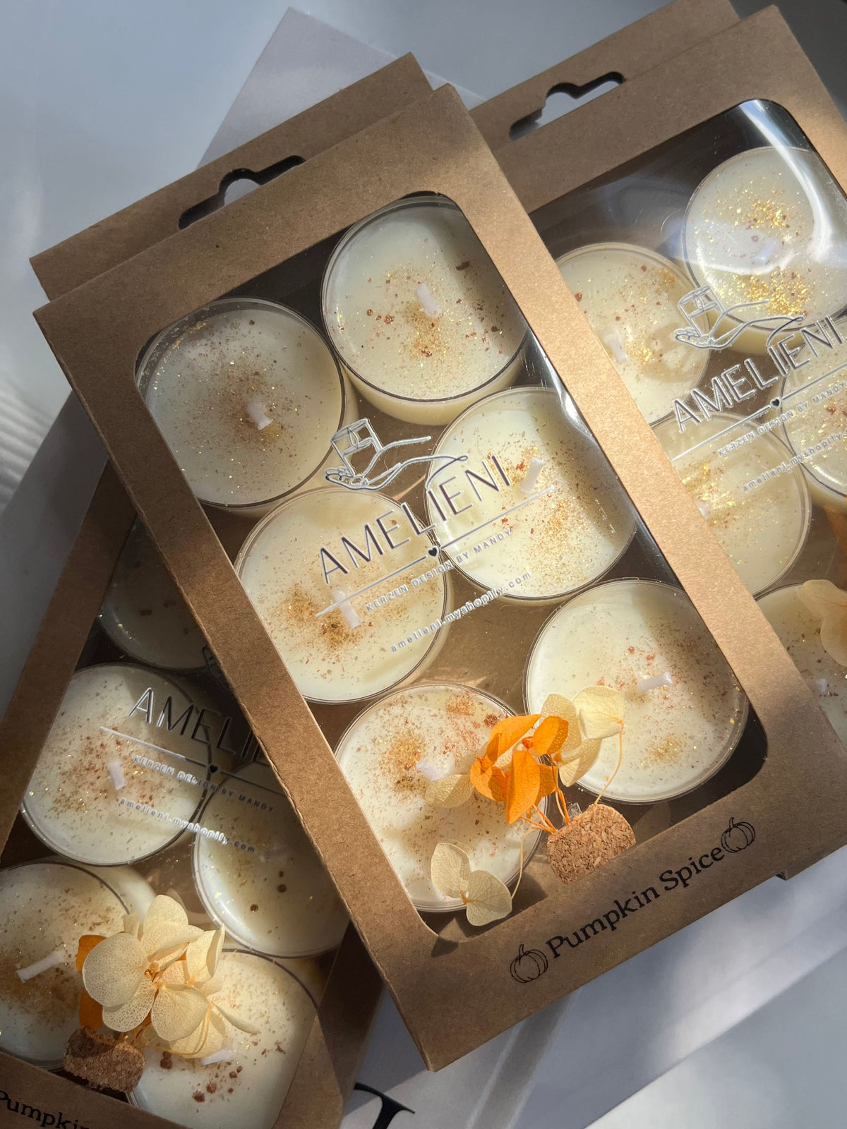 Teelichter „PUMPKIN SPICE“| 6er Geschenkset - handgegossen aus Sojawachs