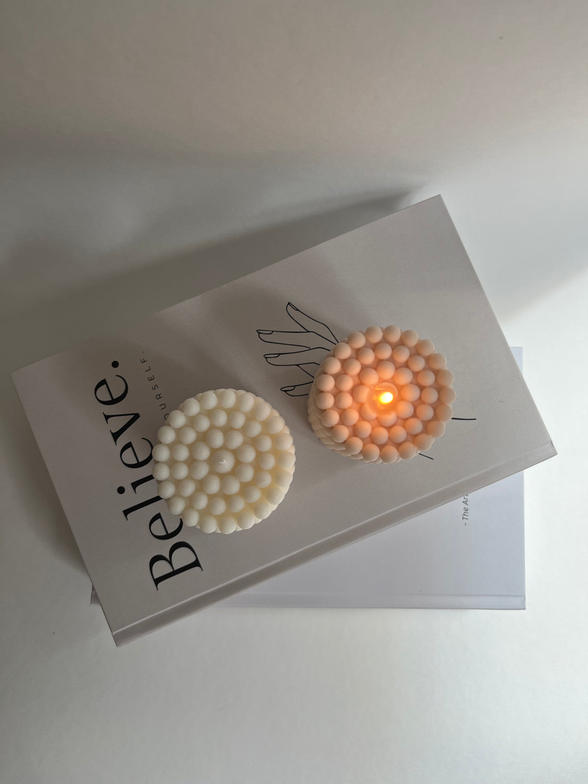Bubble Stumpenkerze|handgegossen aus Rapswachs