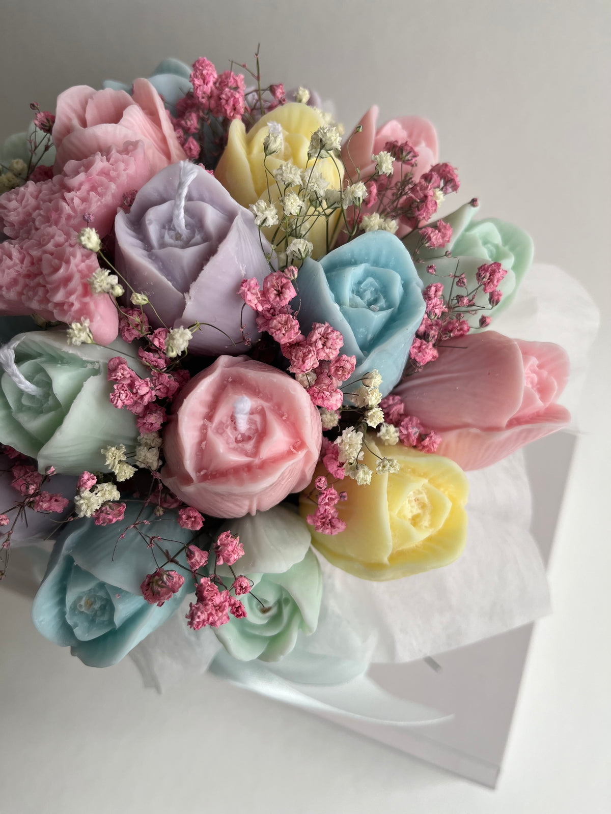 Kerzenstrauß „Spring“|Pastell Edition-handgefertigt aus Sojawachs