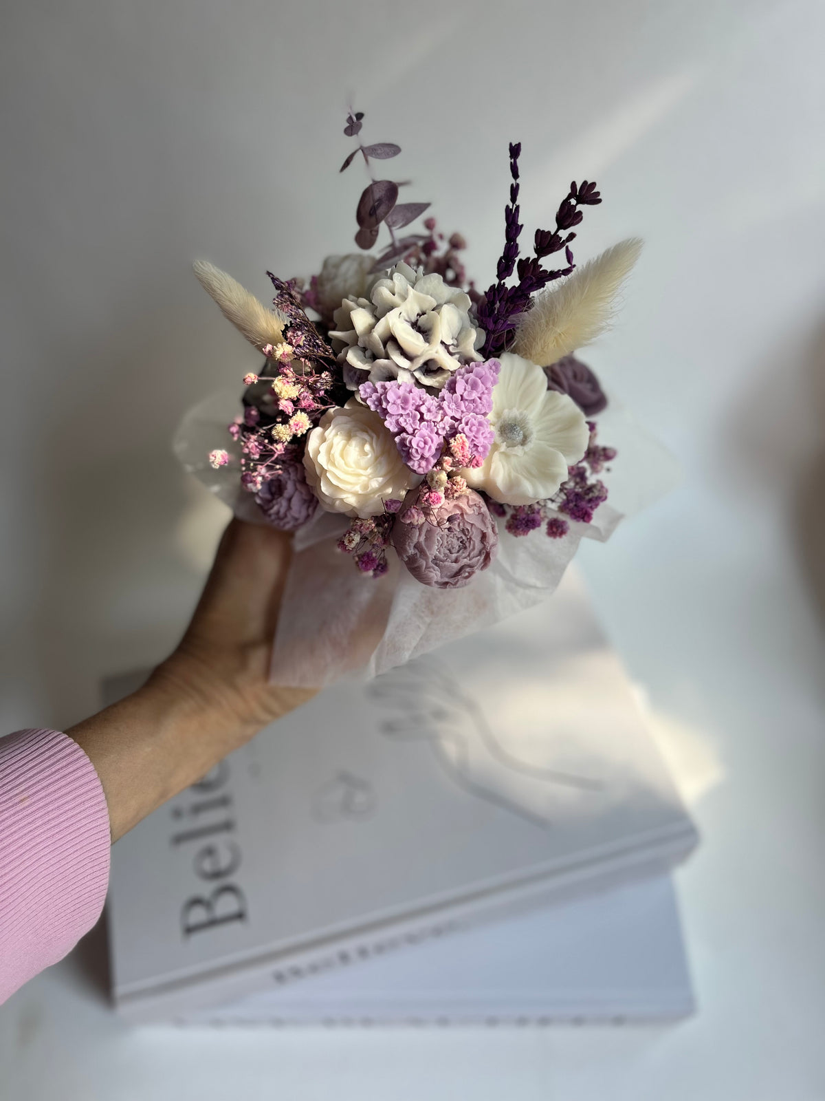 Lavender Blush Bouquet-handgegossen mit Rapswachs