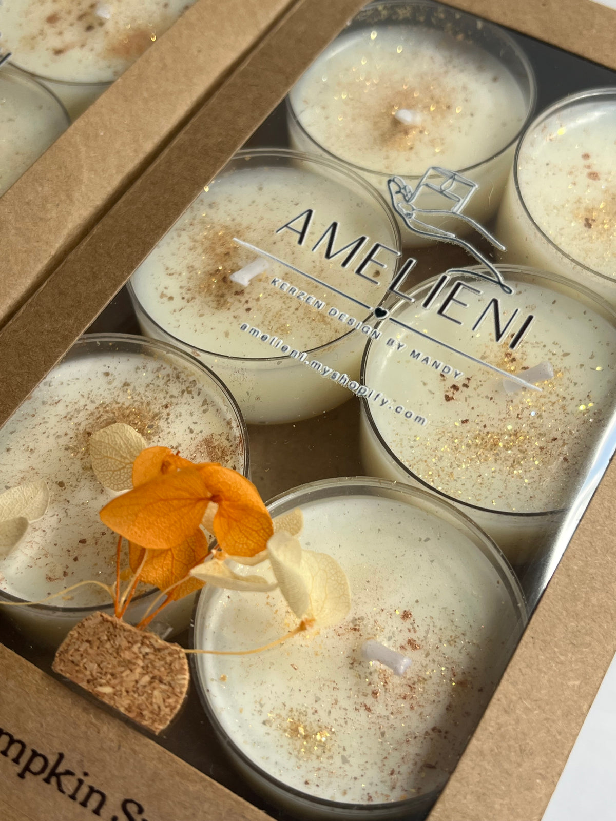 Teelichter „PUMPKIN SPICE“| 6er Geschenkset - handgegossen aus Sojawachs