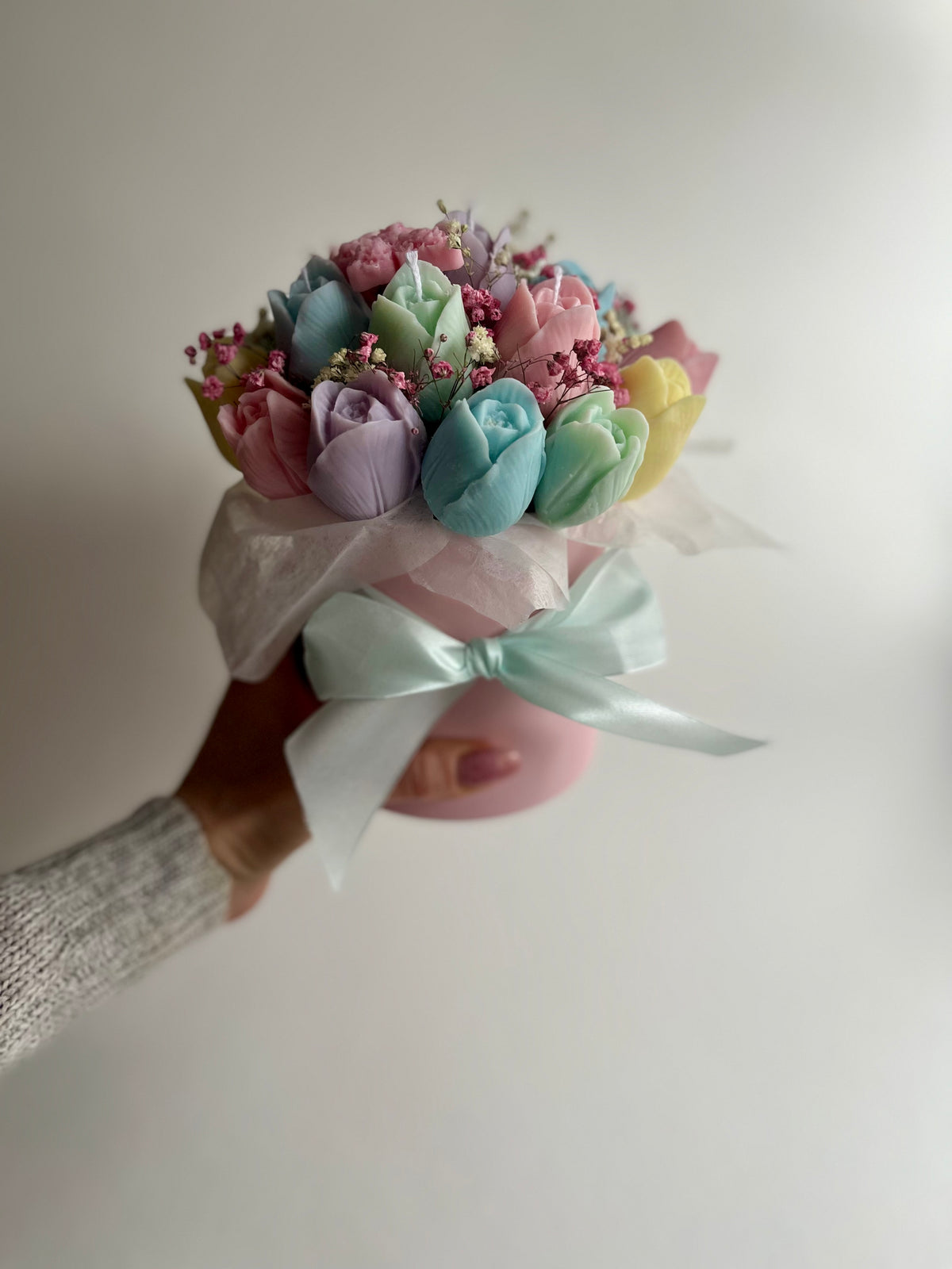 Kerzenstrauß „Spring“|Pastell Edition-handgefertigt aus Sojawachs