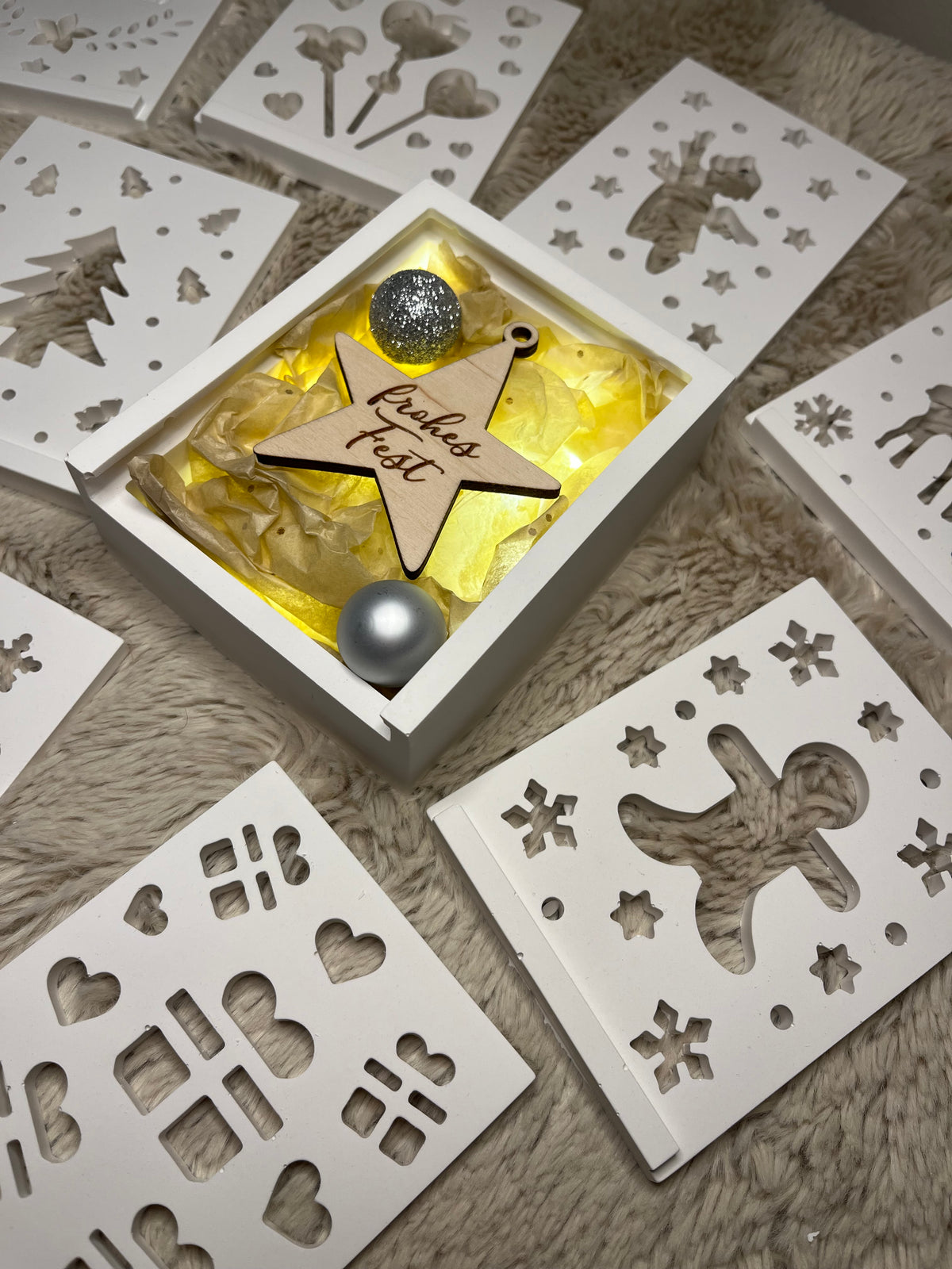 Geschenkkästchen mit austauschbaren Einschiebern