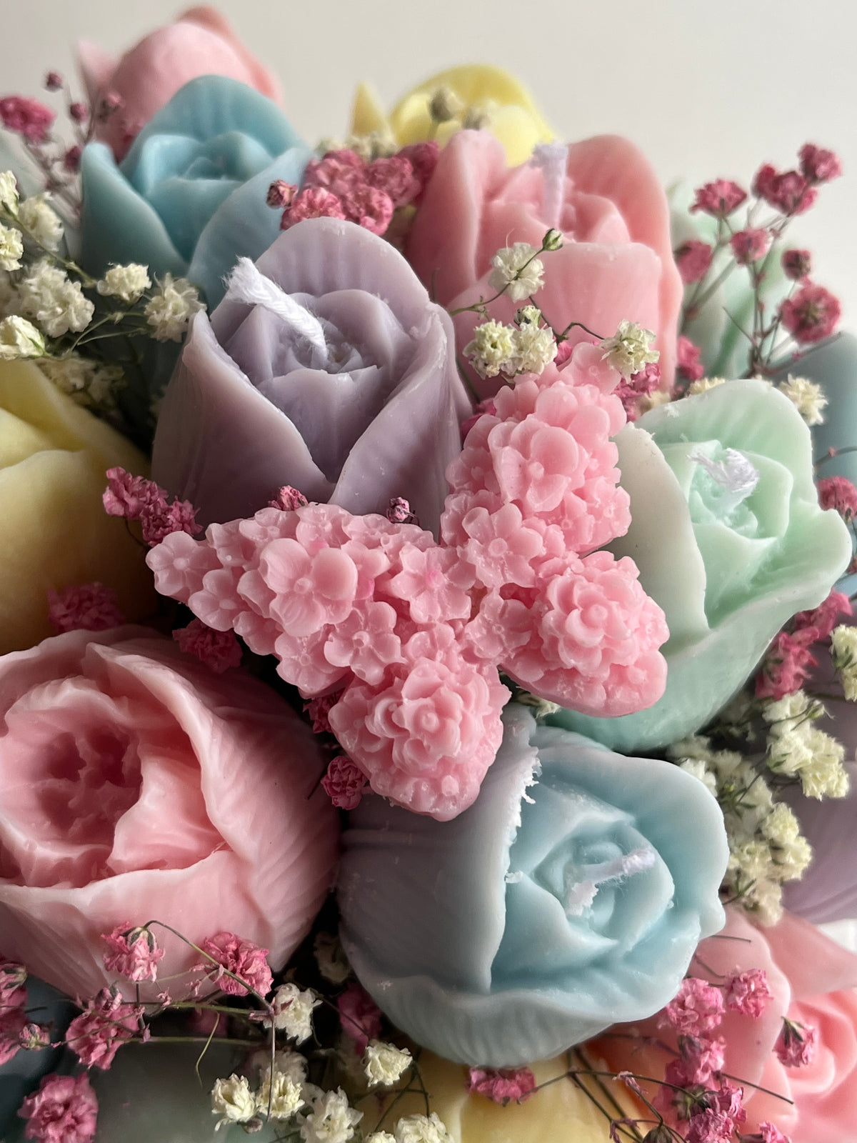 Kerzenstrauß „Spring“|Pastell Edition-handgefertigt aus Sojawachs