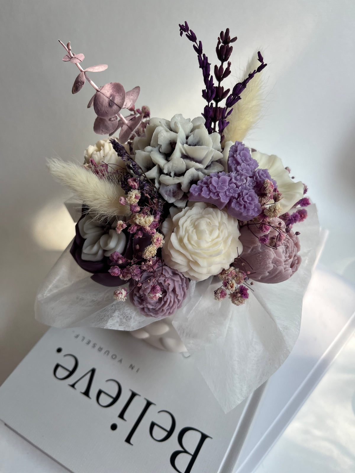 Lavender Blush Bouquet-handgegossen mit Rapswachs