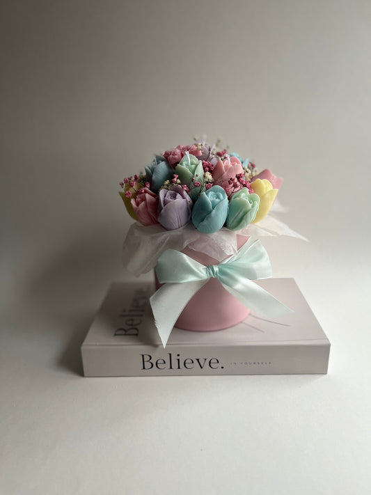 Kerzenstrauß „Spring“|Pastell Edition-handgefertigt aus Sojawachs