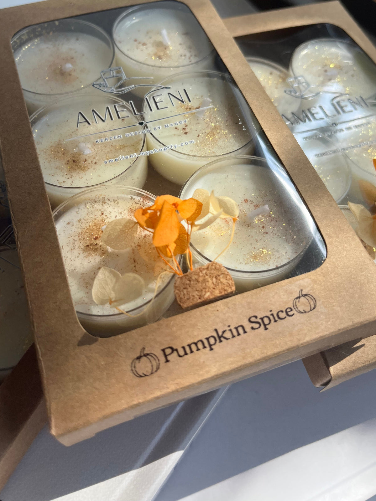 Teelichter „PUMPKIN SPICE“| 6er Geschenkset - handgegossen aus Sojawachs