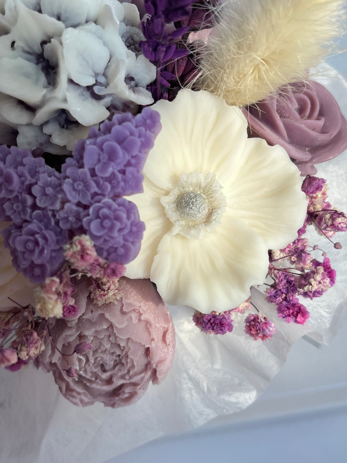 Lavender Blush Bouquet-handgegossen mit Rapswachs