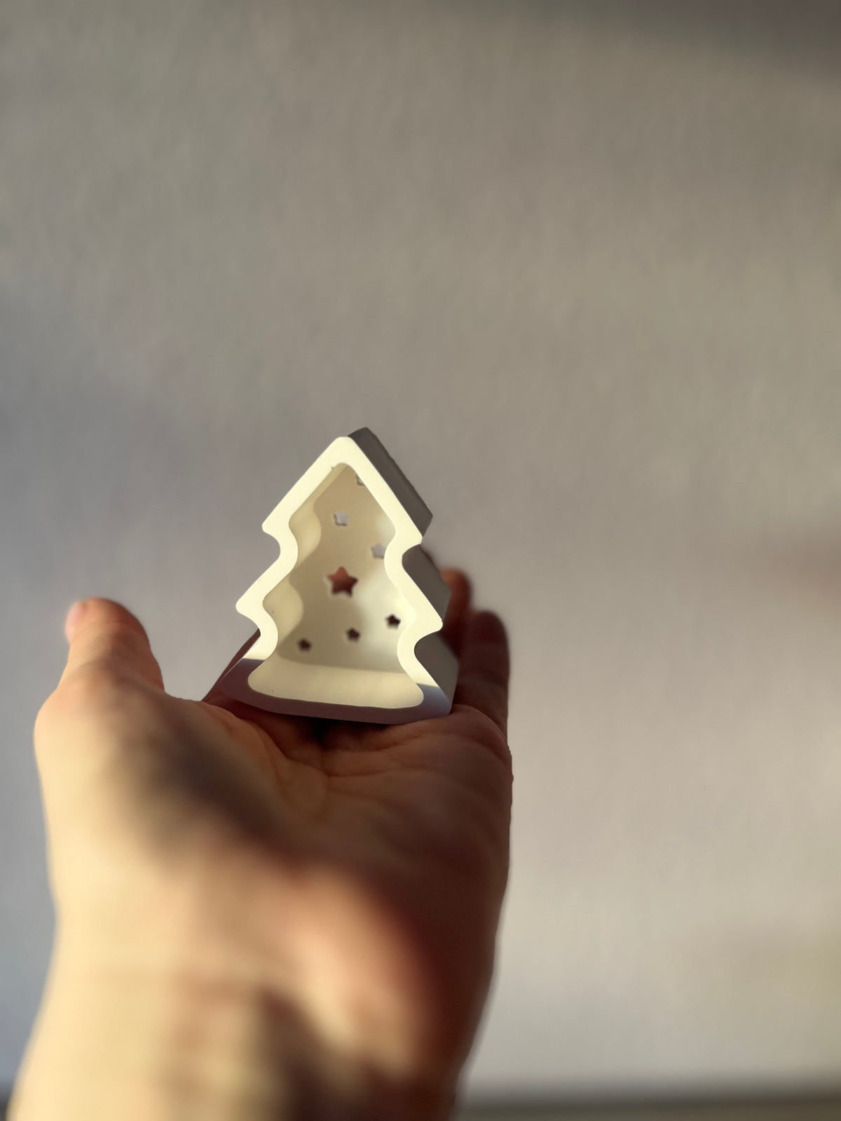 Mini-Gipsbäumchen „Winterlicht“ – 4er Set